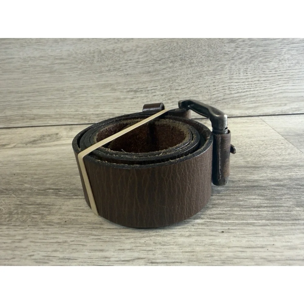 Vintage Genuine Leather Belt Silver Buckle Mens 36 Made In Mexico